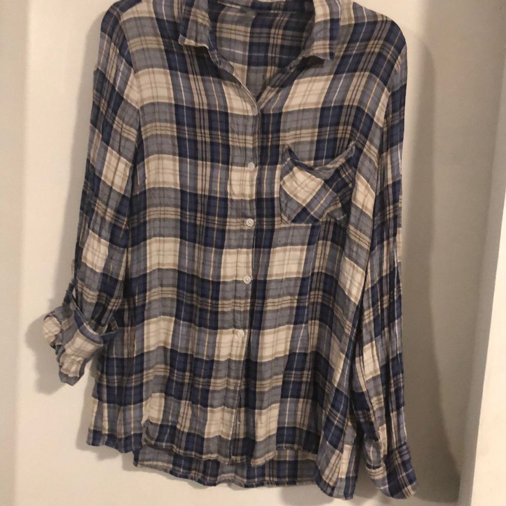 Lightweight plaid button up. Charlotte Russe L